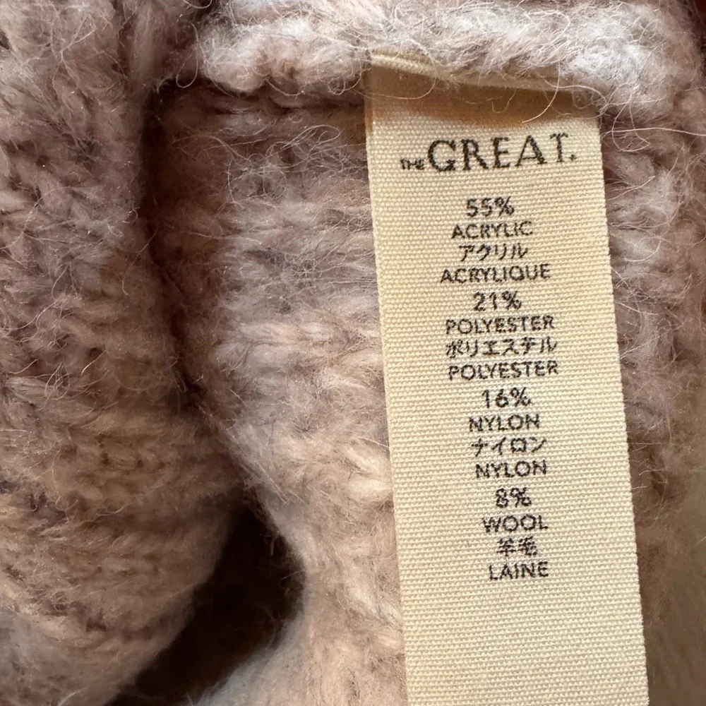 The Great. Women’s Knitted Pink/ Gray Wool Blend ButtonUp Cardigan Sweater - Picture 6 of 7